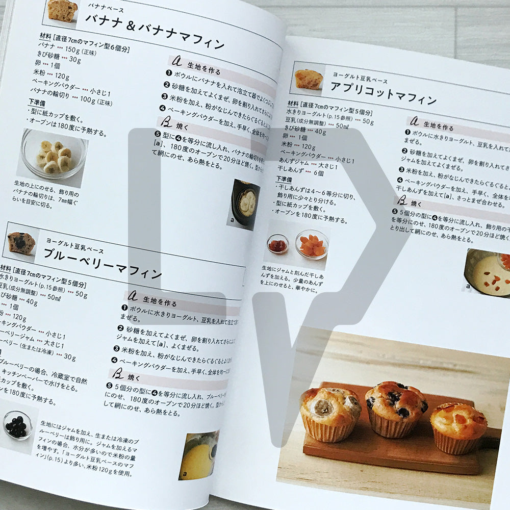 Guilt-Free Rice-Flour Muffins: Oil-Free & Gluten-Free 米粉のマフィン: オイルなし,グルテンなしの生地.おやつにもごはんにも食べたい