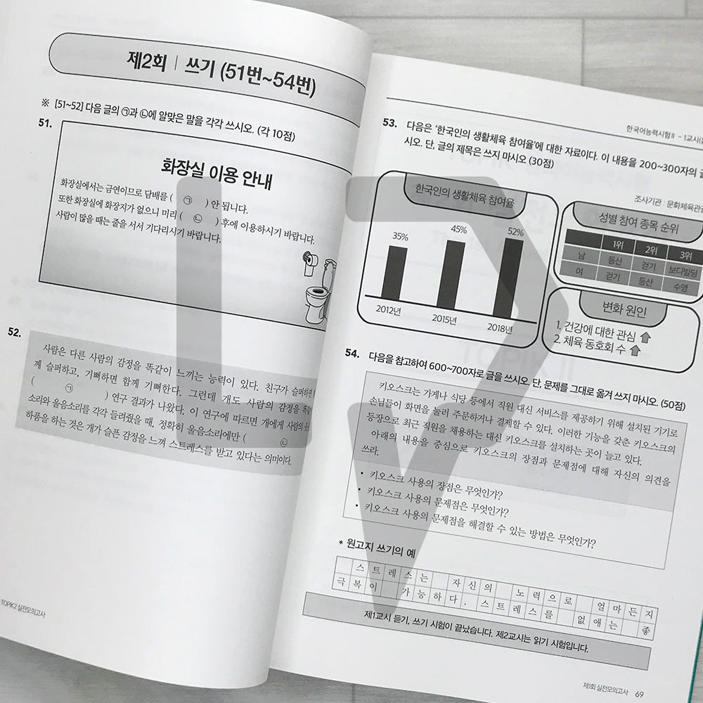TOPIK 300+ TOPIK 2 New Mock Tests 5 Sets 토픽300+ 한국어능력시험 토픽 2 New 실전모의고사 5회분