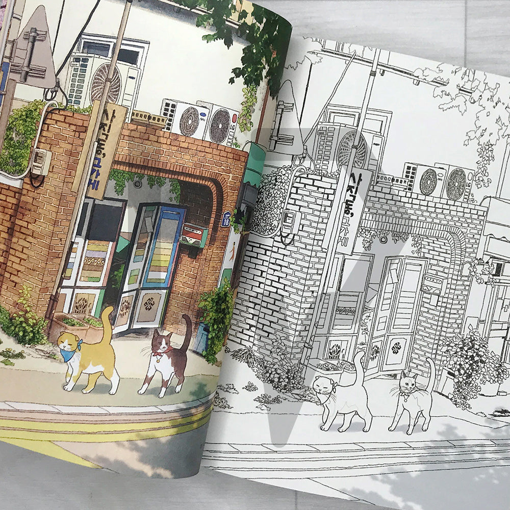 A Walk with Two Cats, Four Seasons Coloring Book 두 고양이와 산책, 사계절 컬러링북