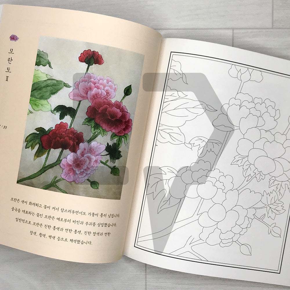 Beautiful Flowers Korean Minhwa Coloring Book 아름다운 꽃 우리 민화 컬러링북