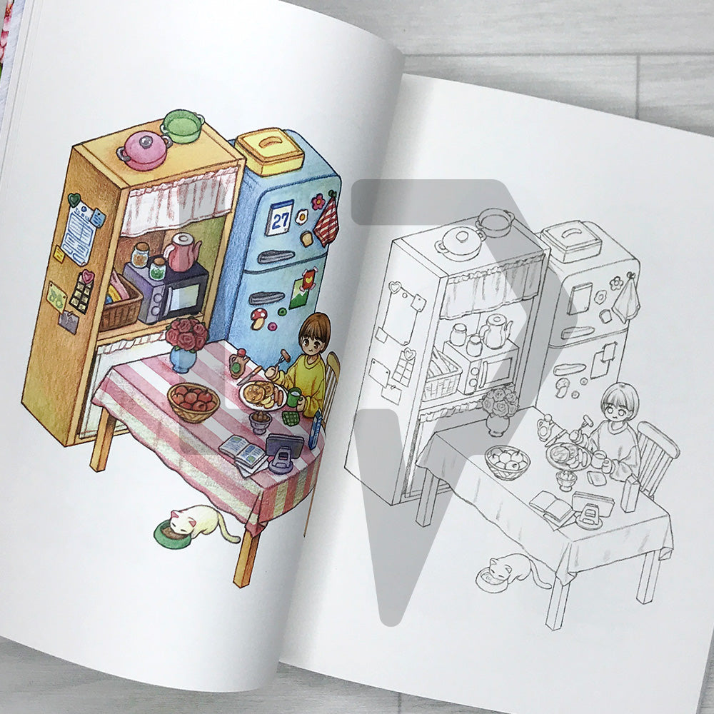 Rowon's Salang-Salang: A Coloring Book of a Cat and a Girl's Day 로원의 살랑살랑: 고양이와 소녀의 하루 컬러링북