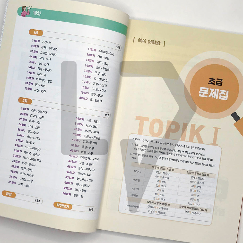 King of Korean Vocabulary TOPIK 1 Beginning Dictionary Workbook 쏙쏙 한국어 어휘왕 토픽 1 초급 단어사전 문제집 - Life Pattern Korea