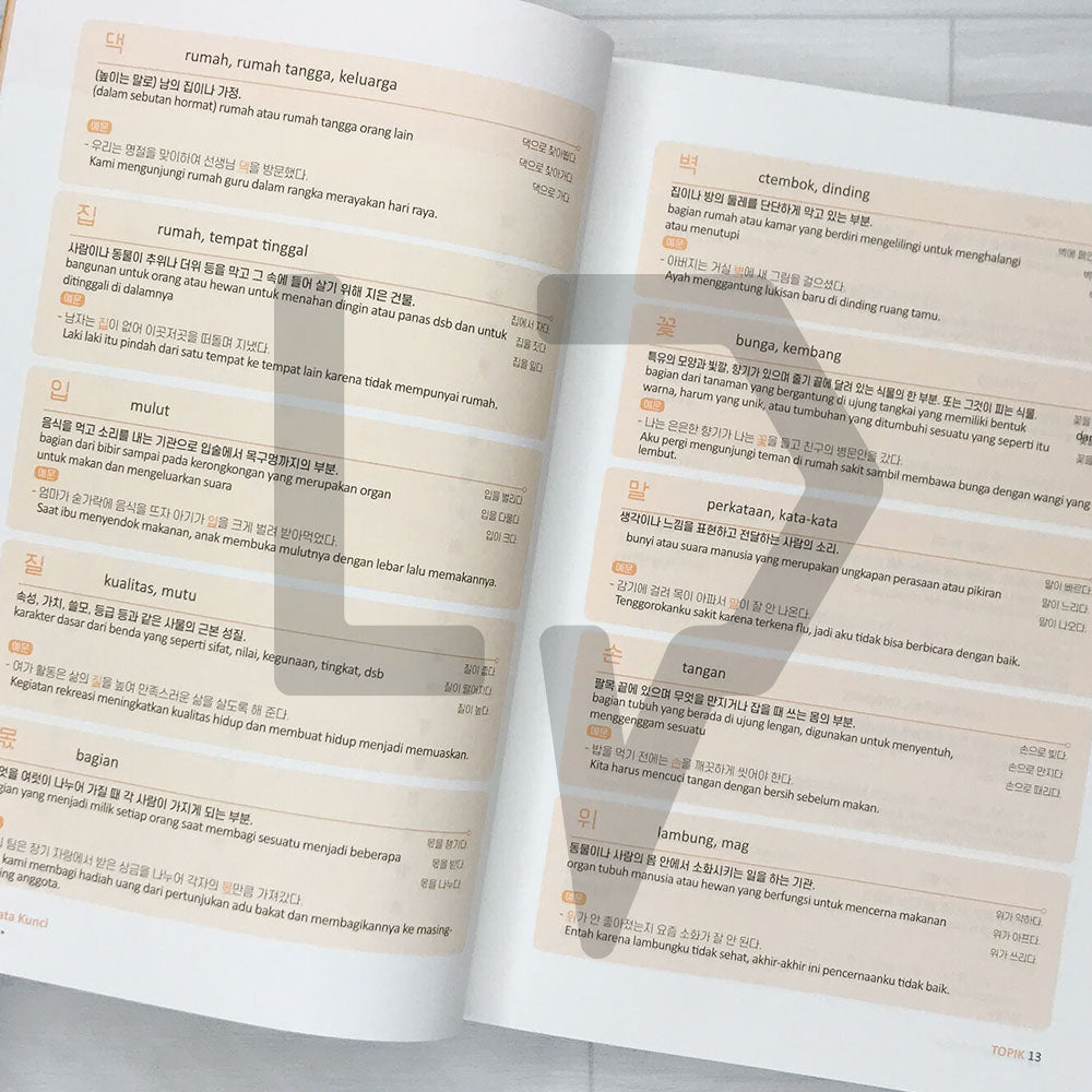 1000 TOPIK keywords with example sentences (Indonesian) Basic 예문으로 배우는 토픽 핵심단어 1000 (인도네시아어 편) 초급 - Life Pattern Korea