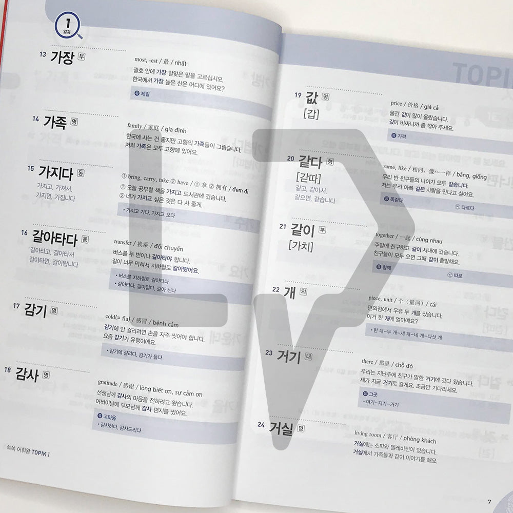 King of Korean Vocabulary TOPIK 1 Beginning Dictionary Textbook 쏙쏙 한국어 어휘왕 토픽 1 초급 단어사전 - Life Pattern Korea