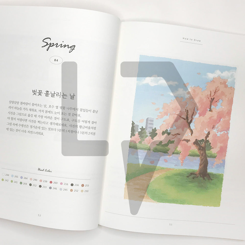 Oil pastel coloring book with four seasons 사계절 담은 오일파스텔 컬러링북 - Life Pattern Korea