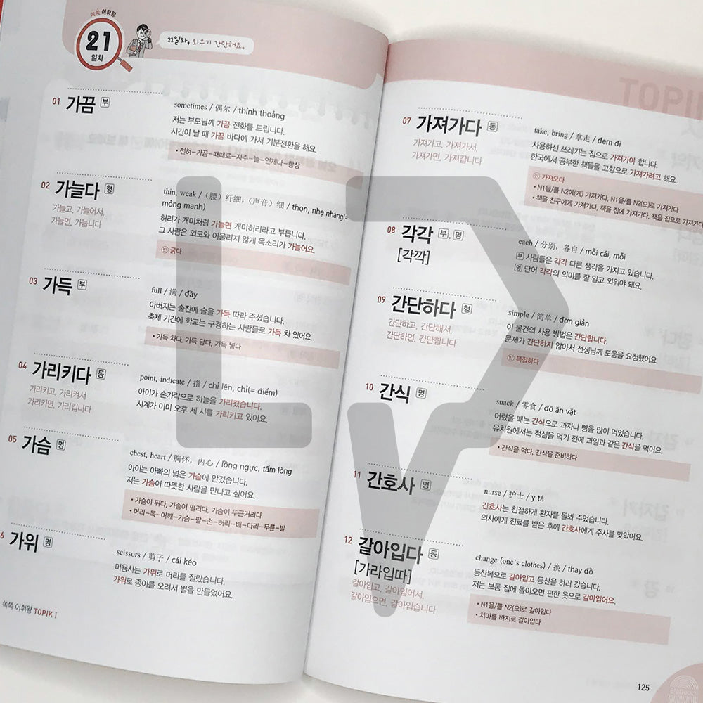 King of Korean Vocabulary TOPIK 1 Beginning Dictionary Textbook 쏙쏙 한국어 어휘왕 토픽 1 초급 단어사전 - Life Pattern Korea