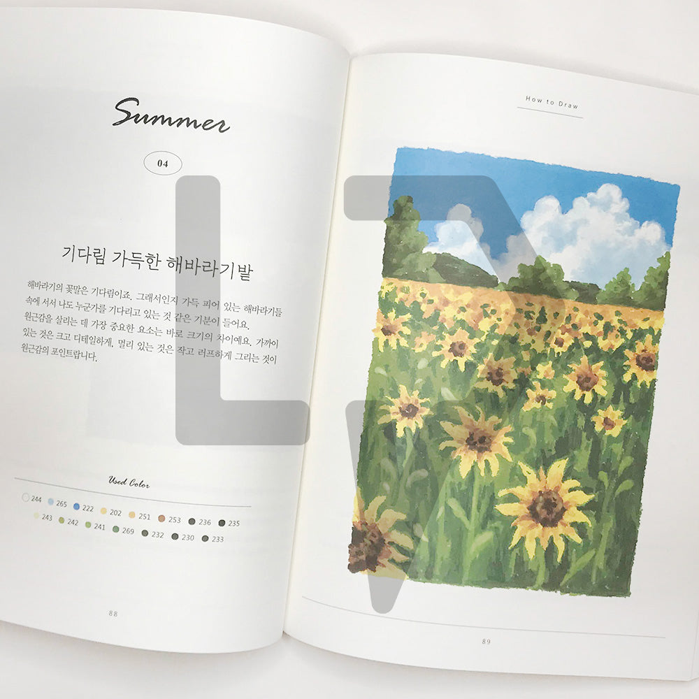 Oil pastel coloring book with four seasons 사계절 담은 오일파스텔 컬러링북 - Life Pattern Korea