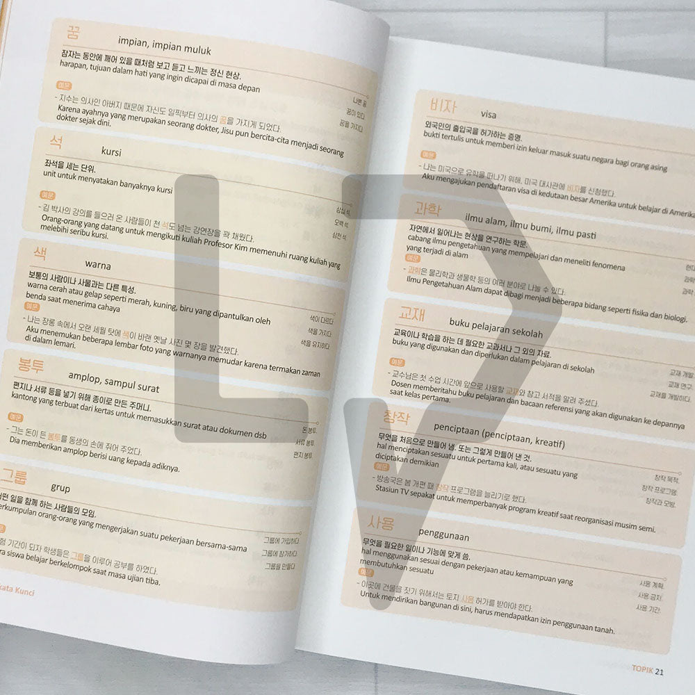 1000 TOPIK keywords with example sentences (Indonesian) Basic 예문으로 배우는 토픽 핵심단어 1000 (인도네시아어 편) 초급 - Life Pattern Korea
