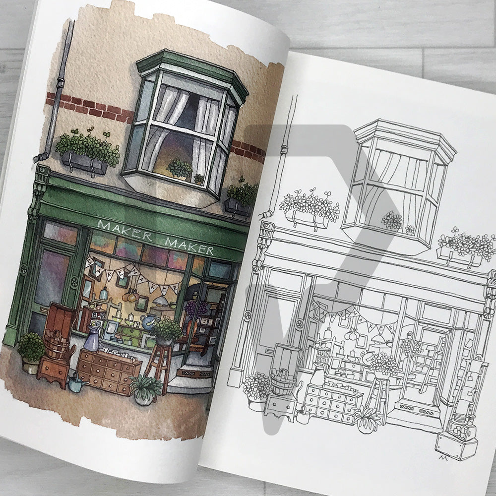 Shops of the City: Urban Coloring Book 도시의 상점들: 어반 컬러링북