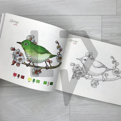 Four Seasons Sulrem Watercolor Coloring Book: Little Friends Walking Through the Seasons 사계절 설렘 수채 컬러링북: 계절을 걷는 작은 친구들
