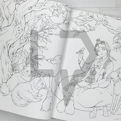 Coloring In: Hanbok Fairy Tales Coloring Book by Woohnayoung (Special Edition) 물들이다 (특별판)