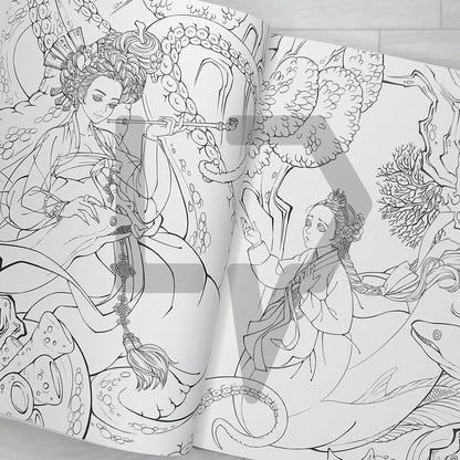 Coloring In: Hanbok Fairy Tales Coloring Book by Woohnayoung (Special Edition) 물들이다 (특별판)