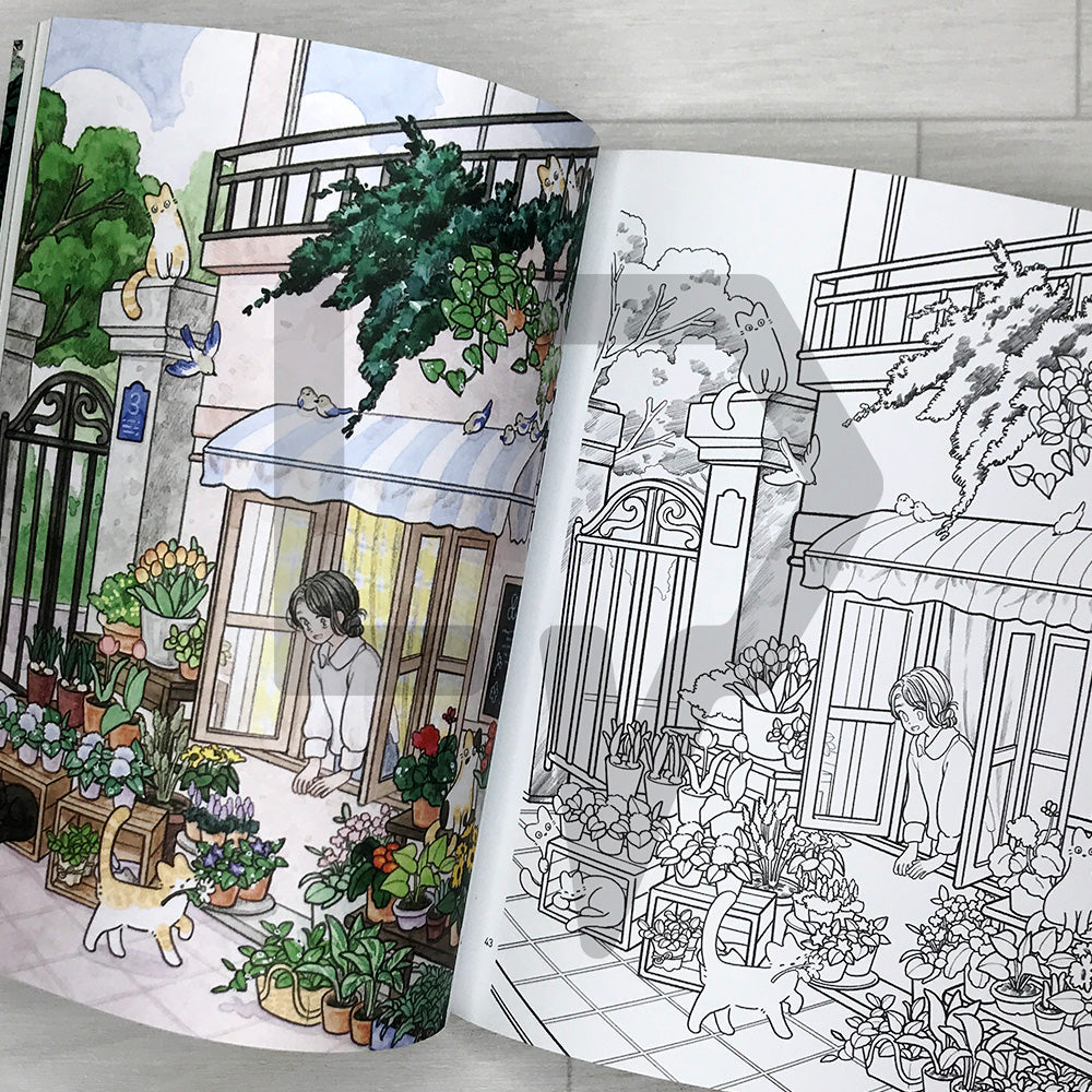 Seulgrim's Four Seasons Coloring Book: A Fresh and Gentle Day with a Girl and Her Cats 슬그림의 사계절을 담은 컬러링 북: 소녀와 고양이가 함께하는 싱그러운 하루의 기록