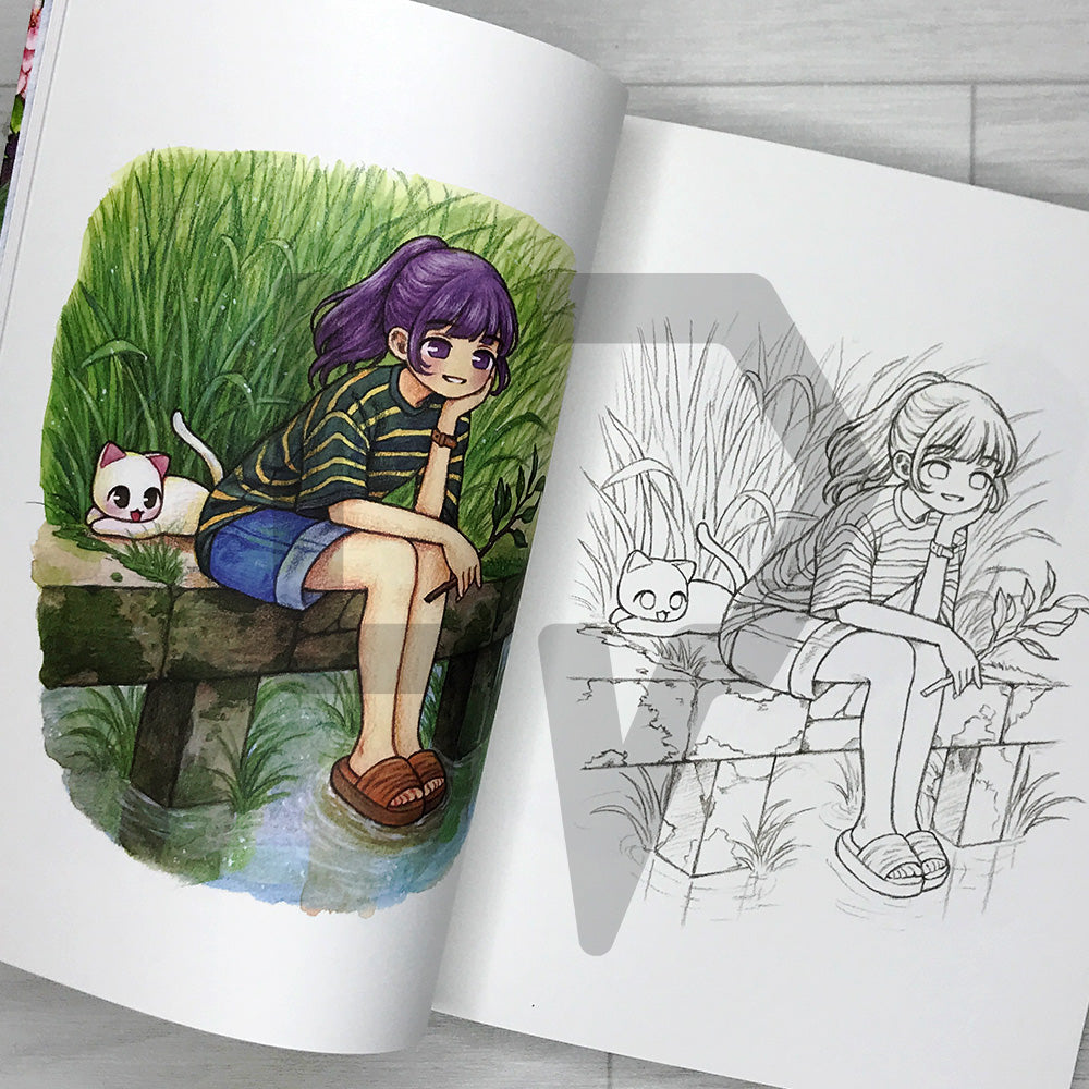 Rowon's Salang-Salang: A Coloring Book of a Cat and a Girl's Day 로원의 살랑살랑: 고양이와 소녀의 하루 컬러링북