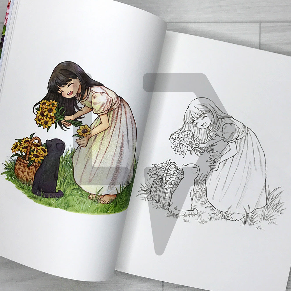 Rowon's Salang-Salang: A Coloring Book of a Cat and a Girl's Day 로원의 살랑살랑: 고양이와 소녀의 하루 컬러링북