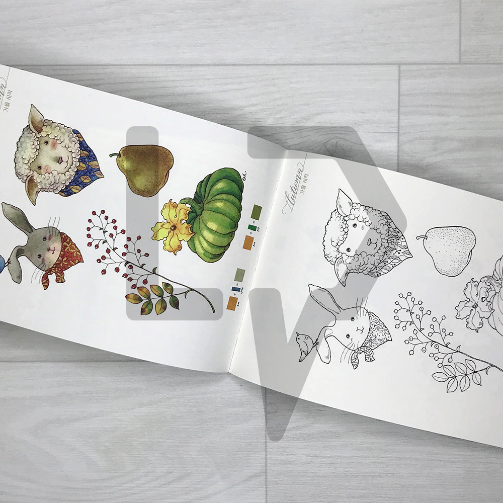 Four Seasons Sulrem Watercolor Coloring Book: Little Friends Walking Through the Seasons 사계절 설렘 수채 컬러링북: 계절을 걷는 작은 친구들