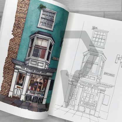 Shops of the City: Urban Coloring Book 도시의 상점들: 어반 컬러링북