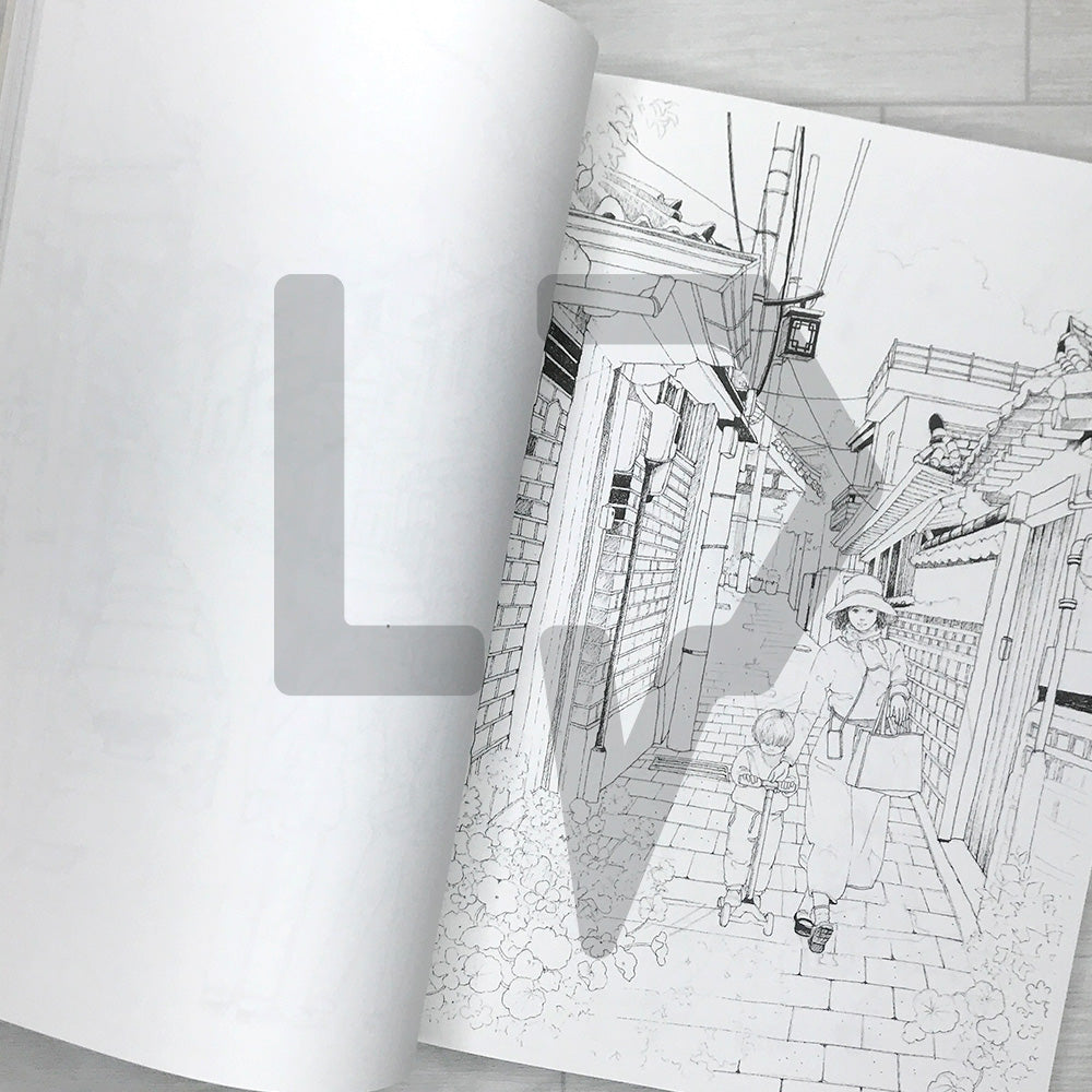 City Walk Urban Sketch Watercolor Coloring Book: People and Landscapes in Harmony 도시 산책 수채화 컬러링 북: 인물과 풍경이 어우러진 어반 스케치