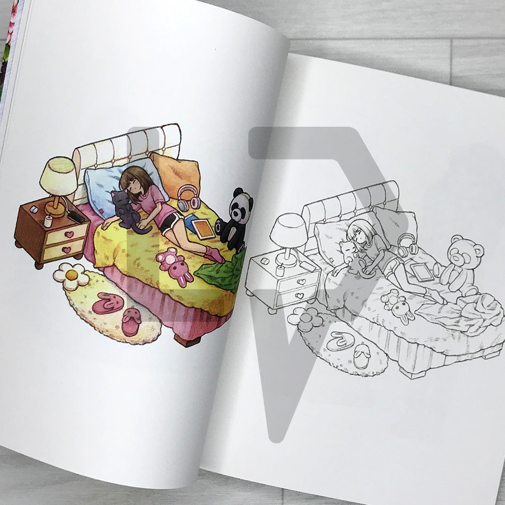 Rowon's Salang-Salang: A Coloring Book of a Cat and a Girl's Day 로원의 살랑살랑: 고양이와 소녀의 하루 컬러링북