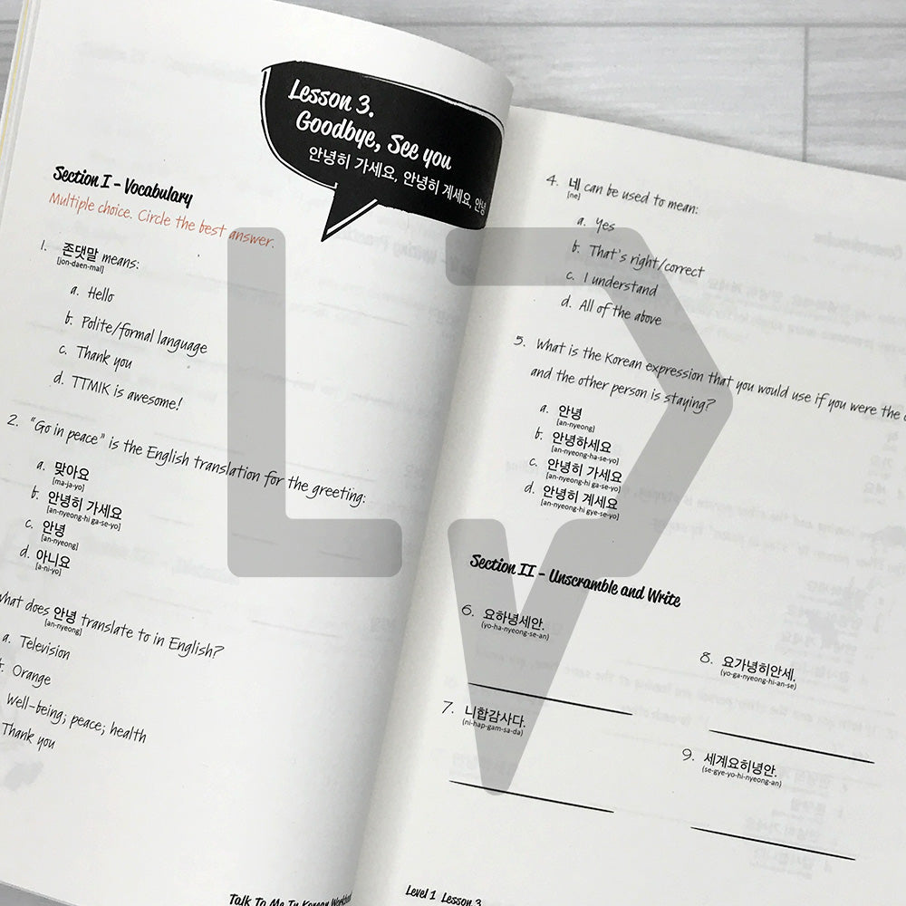 Talk To Me In Korean (TTMIK) Workbook Level 1 (2025 Revised) - Life Pattern Korea