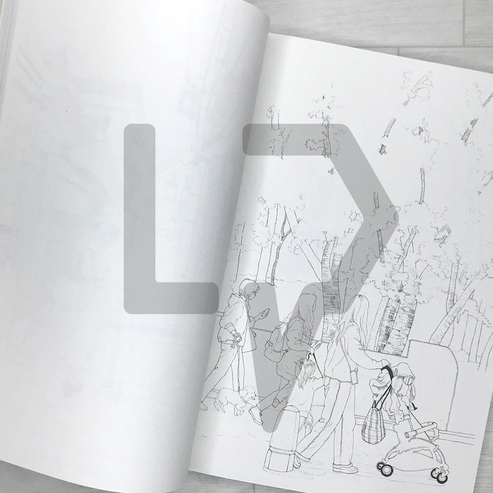 City Walk Urban Sketch Watercolor Coloring Book: People and Landscapes in Harmony 도시 산책 수채화 컬러링 북: 인물과 풍경이 어우러진 어반 스케치