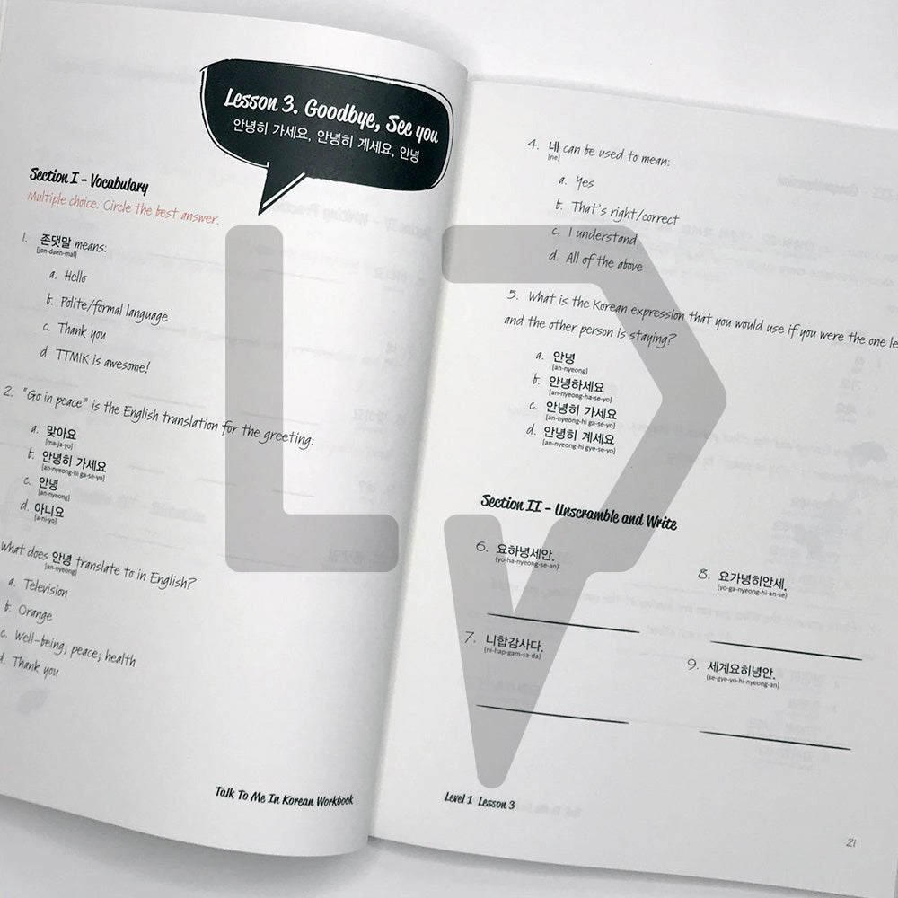 Talk To Me In Korean (TTMIK) Workbook Level 1 - Life Pattern Korea