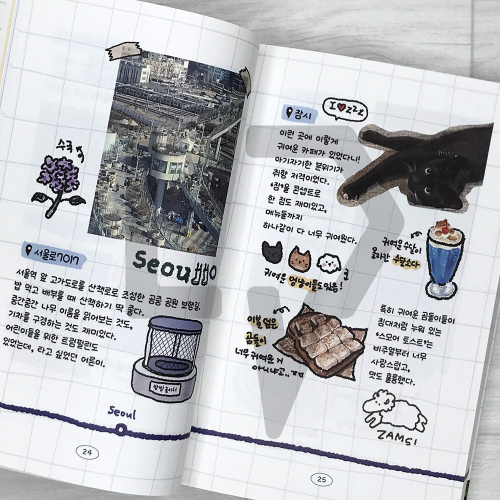 Roughly Drawn Seoul Hot Spots Diary: 242 Cozy City Spots Along Seoul's Subway Lines 대충 그린 서울 핫플 다이어리: 지하철 노선 따라 즐기는 도심 속 감성 스팟 242