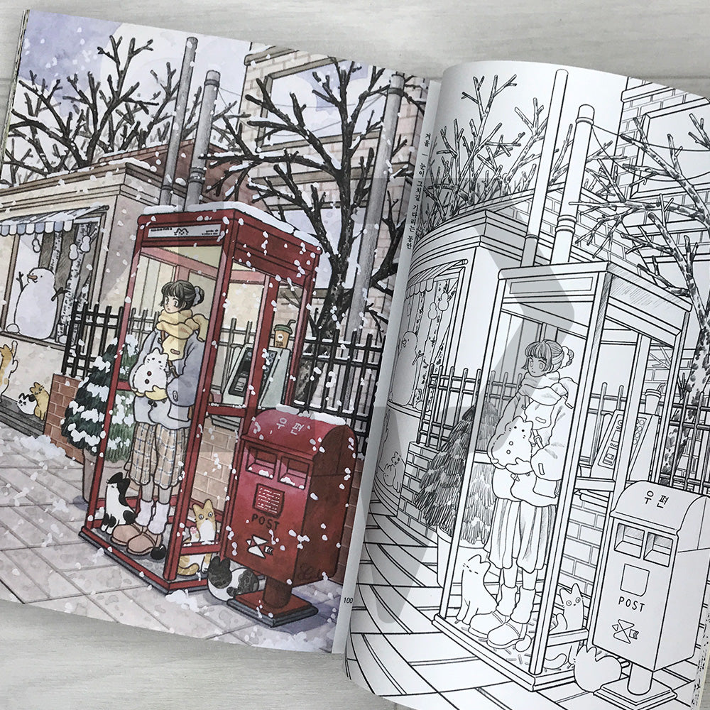 Seulgrim's Four Seasons Coloring Book: A Fresh and Gentle Day with a Girl and Her Cats 슬그림의 사계절을 담은 컬러링 북: 소녀와 고양이가 함께하는 싱그러운 하루의 기록