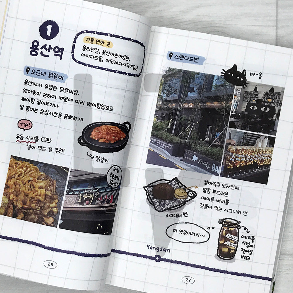 Roughly Drawn Seoul Hot Spots Diary: 242 Cozy City Spots Along Seoul's Subway Lines 대충 그린 서울 핫플 다이어리: 지하철 노선 따라 즐기는 도심 속 감성 스팟 242